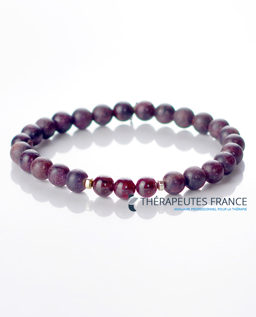 Bracelet grenat givré & hématites avec grenat 6mm