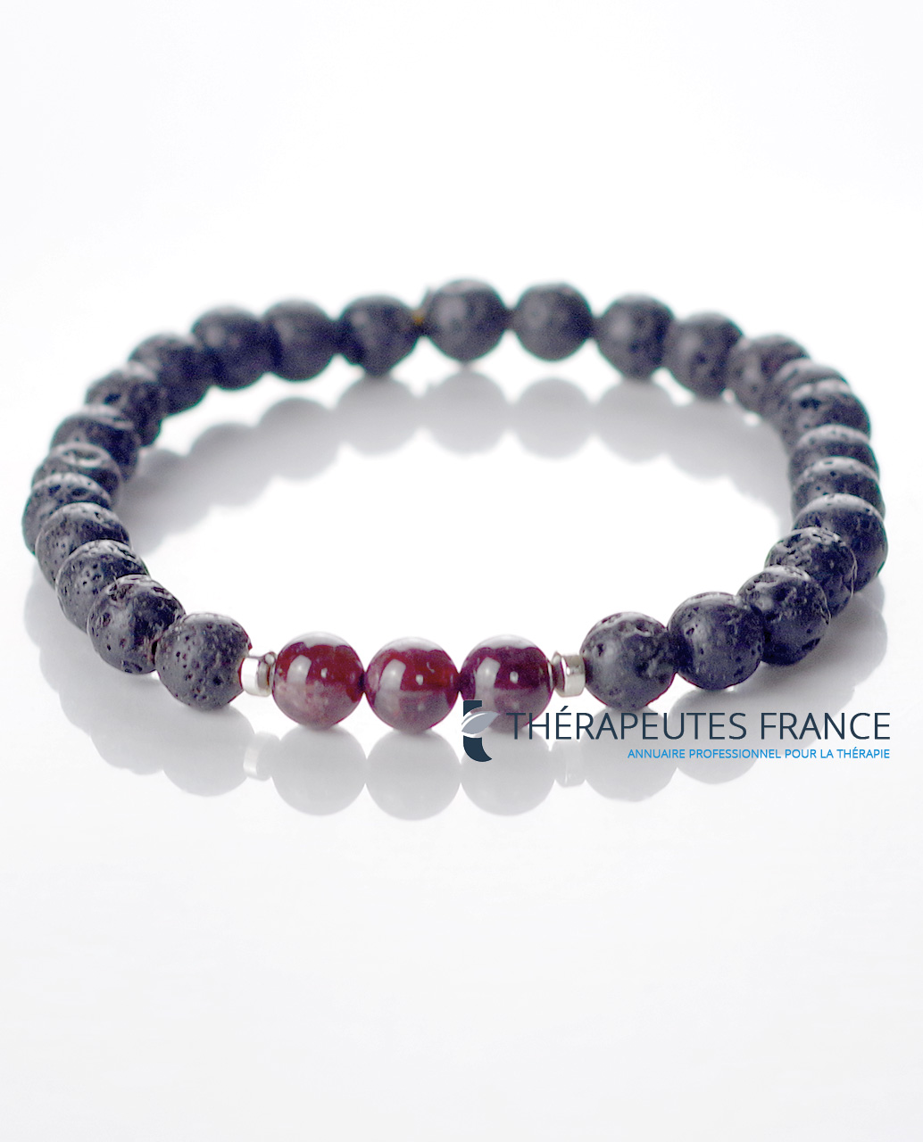 Bracelet pierre de lave , grenat & hématites