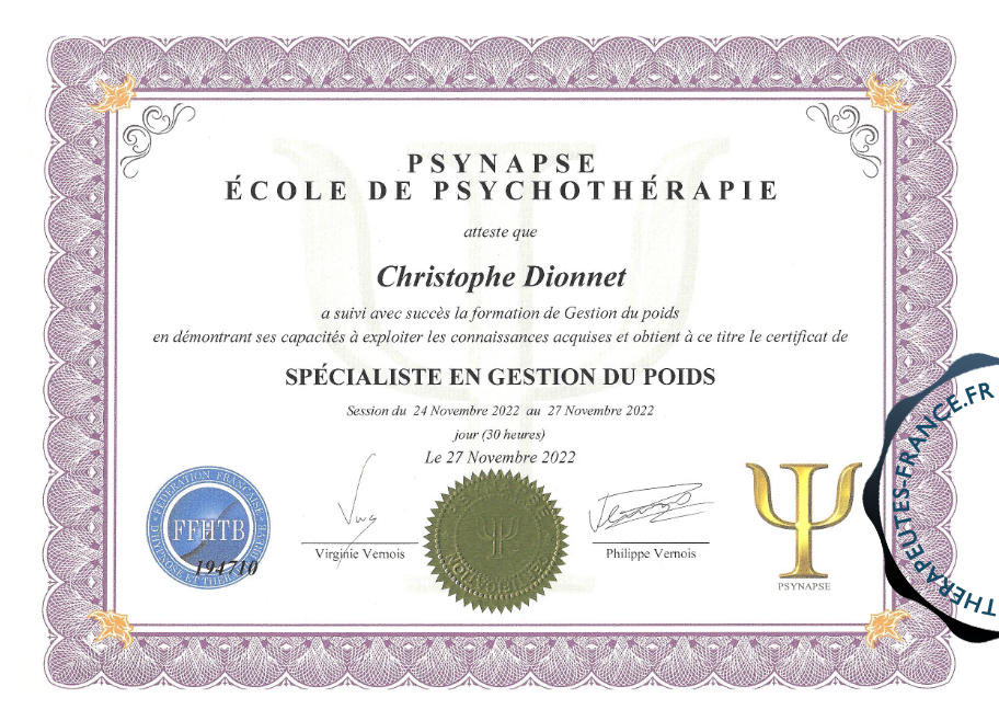 Sp&eacute;cialiste en gestion du poids