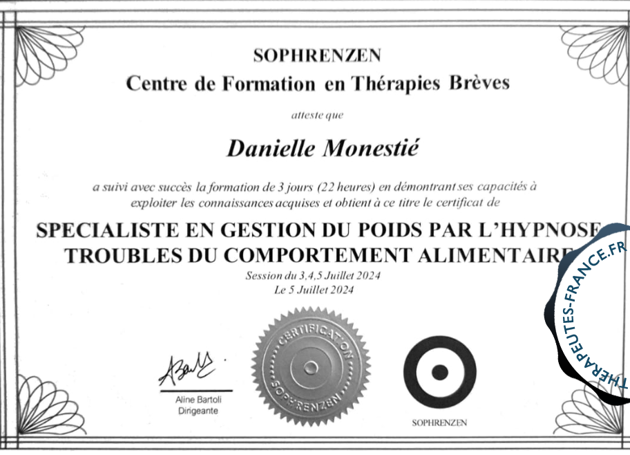 Sp&eacute;cialiste hypnose et comportements alimentaires